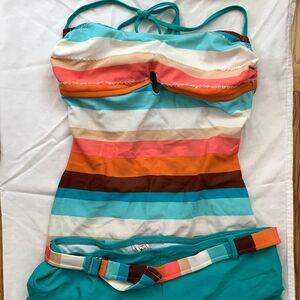 Blue Orange Tankini with Swim Shorts size M top and size L bottom